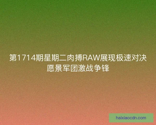 第1714期星期二肉搏RAW展现极速对决愿景军团激战争锋