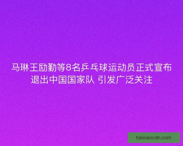 马琳王励勤等8名乒乓球运动员正式宣布退出中国国家队 引发广泛关注
